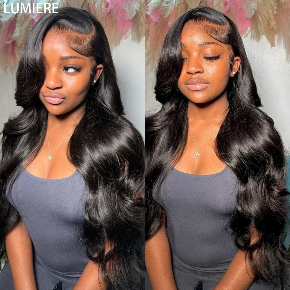 Lumiere-Perruque Lace Front Body Wave Brésilienne pour Femme, Cheveux Humains, Transparent, Sans Colle, Prêt à vitation, En Vente, 13x4, HD, 34"