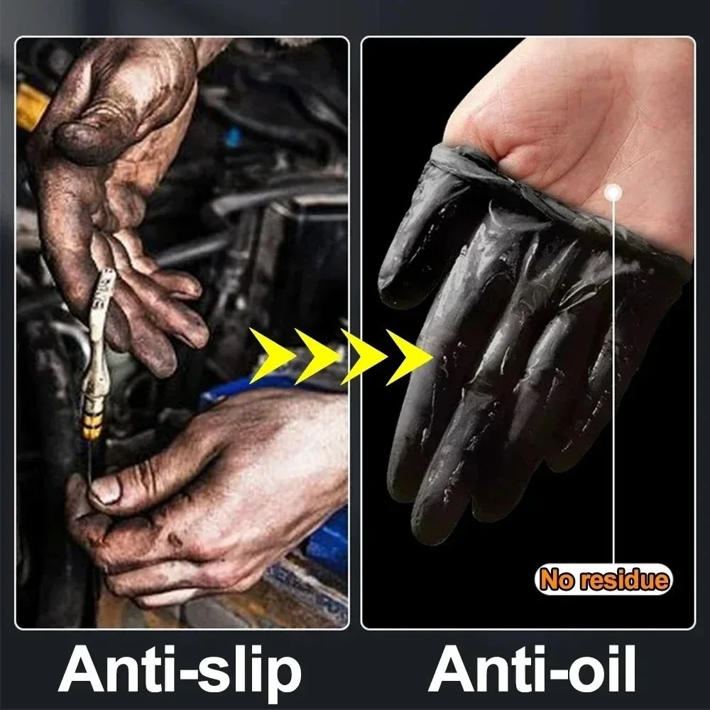 10pcs Heavy Duty Nitrile Gloves with Diamond Textured Wear-Resistant Disposable Gloves Waterproof Antiskid Auto Repair Gloves