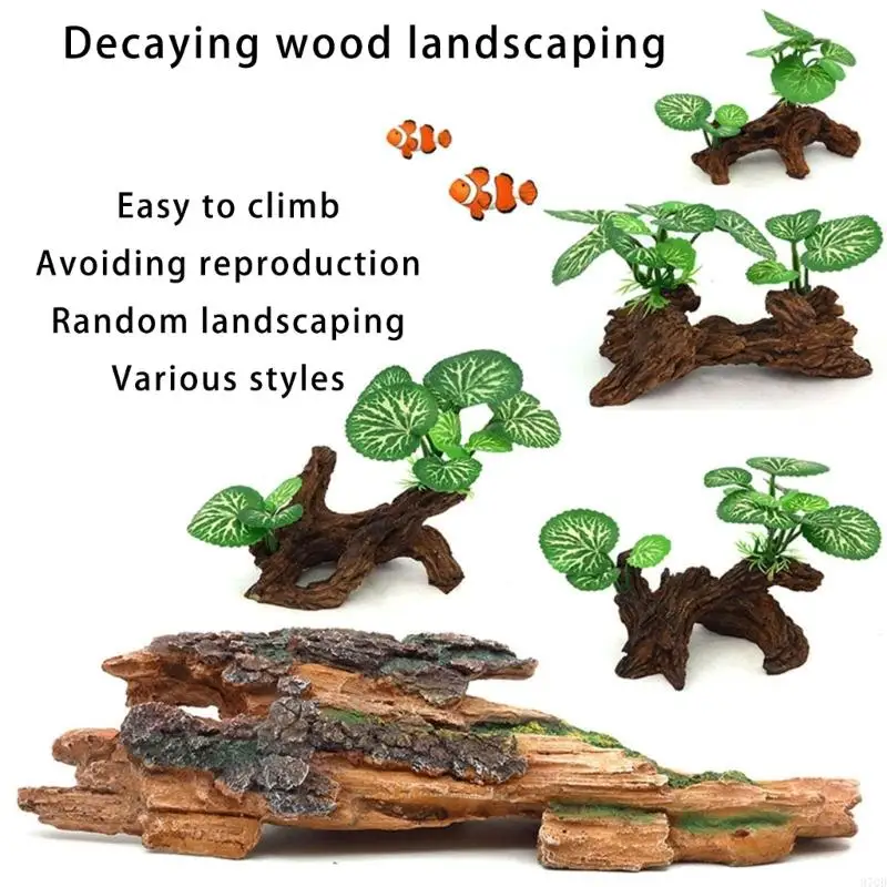 97QD ديكور فريد من نوعه لجذور شجرة الراتنج لمأوى الأسماك والروبيان #3