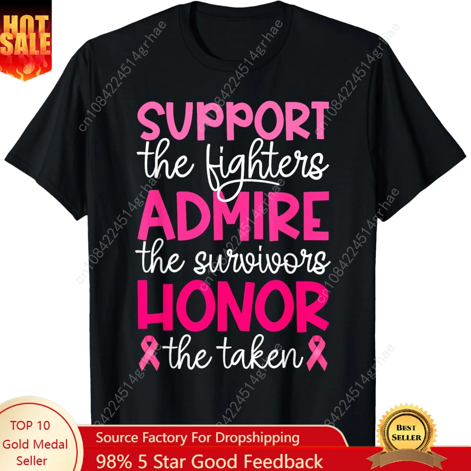 

Breast Cancer Support Admire Honor Breast Cancer Awareness T-Shirt