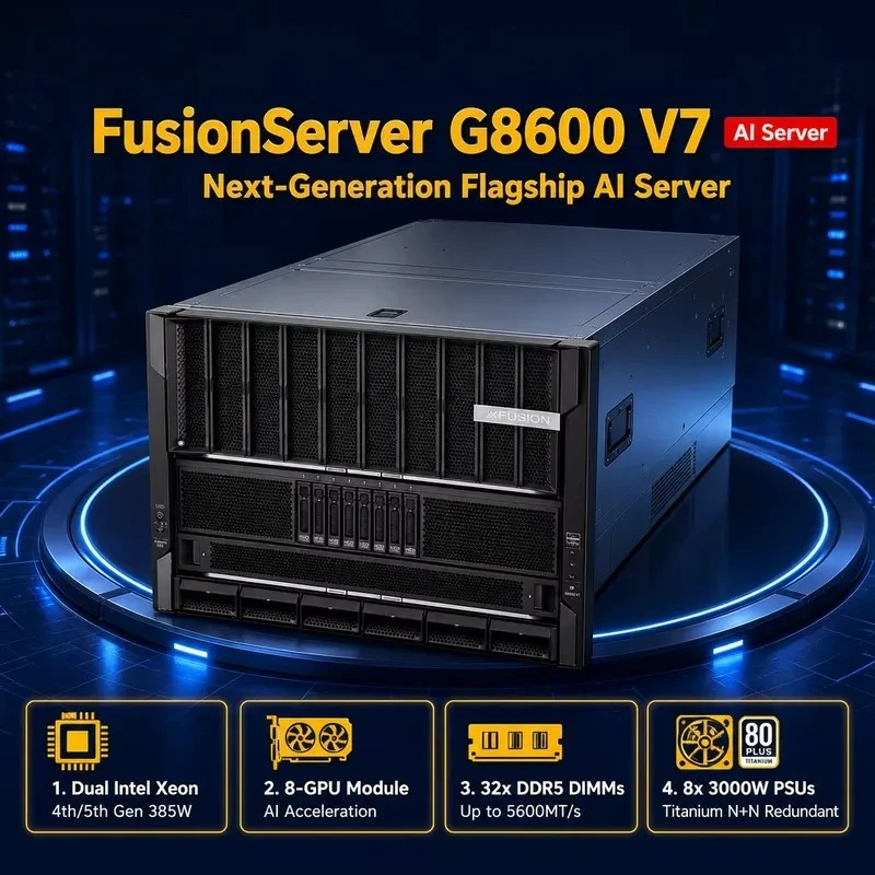 8U Rackmount Server Dual Xeon PCIe 5.0 Multi GPU Support High Performance Computing Enterprise Data Center AI