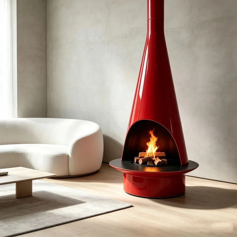 Alice-Flute Modern  Hanging Fireplace with Heating  Decorative Features Indoor Use in Hotels and Villas
