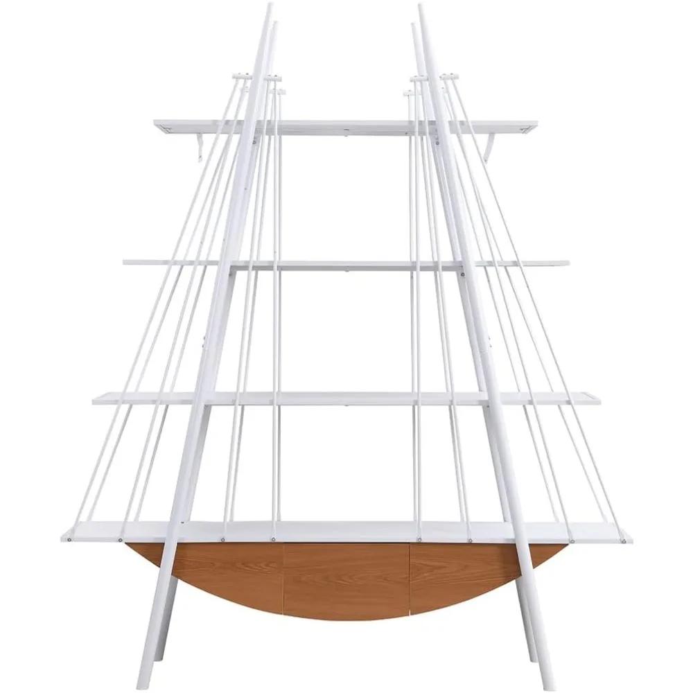 

Bookshelf, 4 Tier Ladder Bookcase with Drawer 84.3 Tall Bookshelves for Storage Display Decor Easy Assembly Bookcase