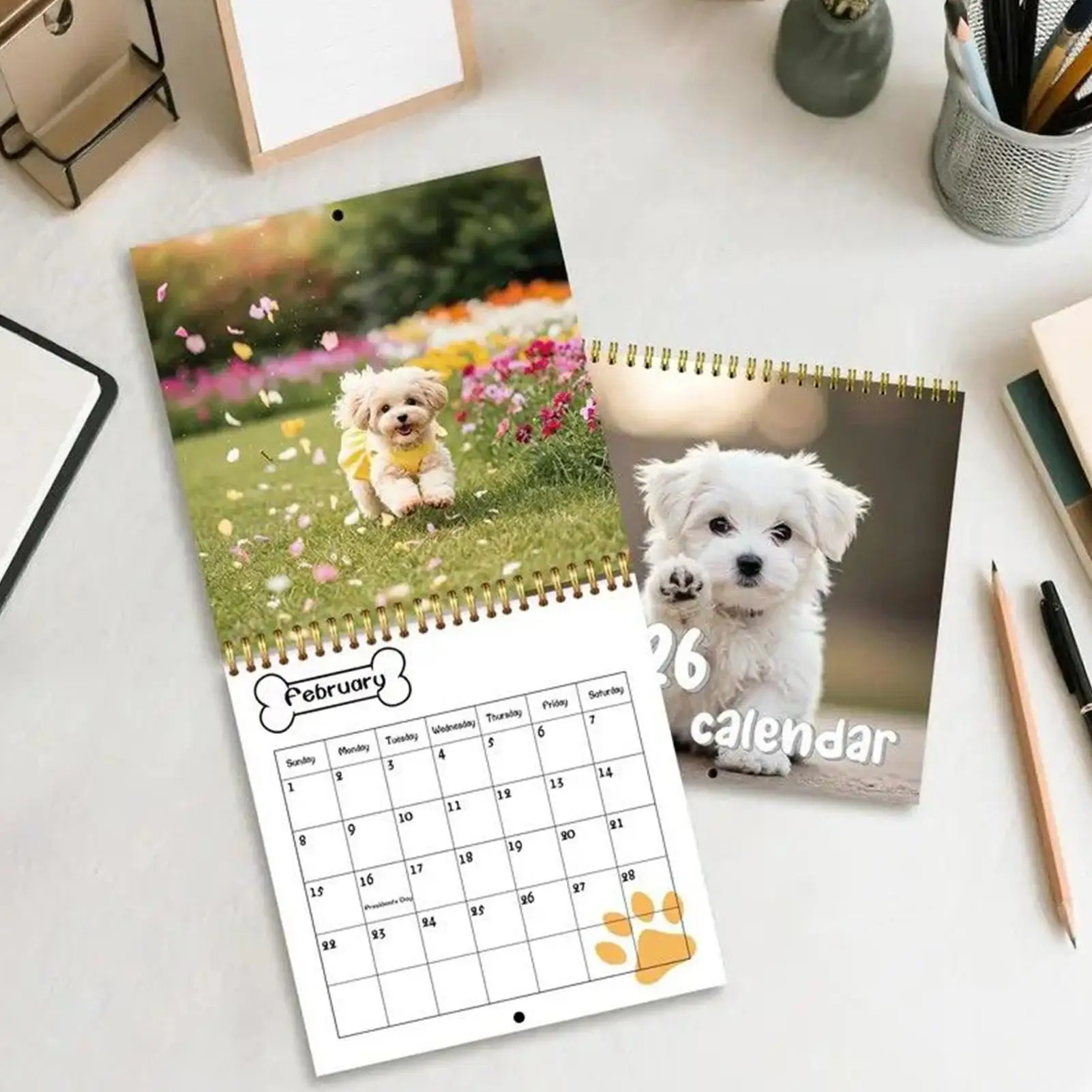 Dog Calendar 2026 Cute Puppies Calendar Large Grid Monthly Organizer for Holiday Preparations Team Meetings Classroom Workplace