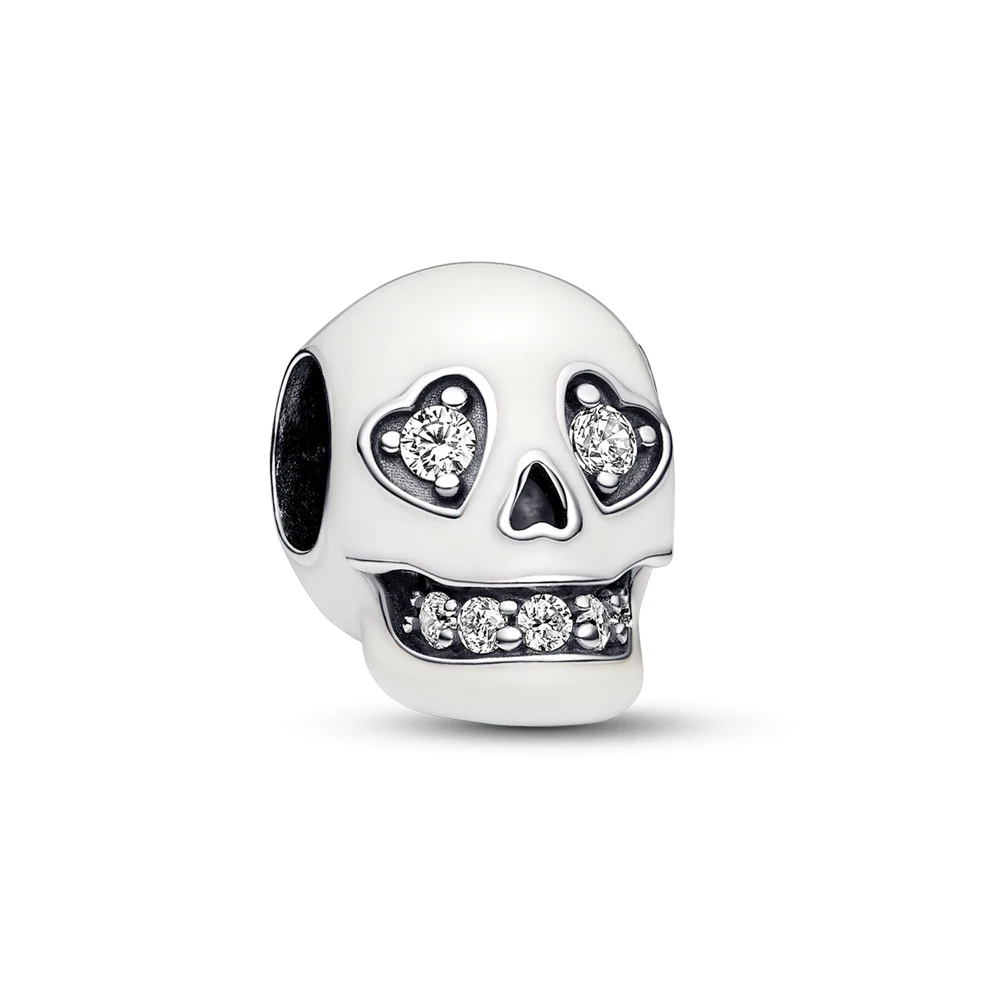 New Arrivals Glow-in-the-dark White Skull Charm Beads for Jewelry Making Fit Original Pan Bracelet Halloween Gift