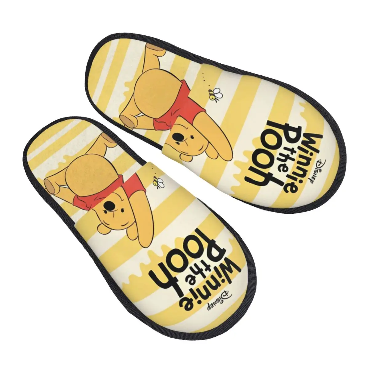 Winnie The Pooh House Slippers Anti-skid Soft Household Fur Slides Slippers Bedroom