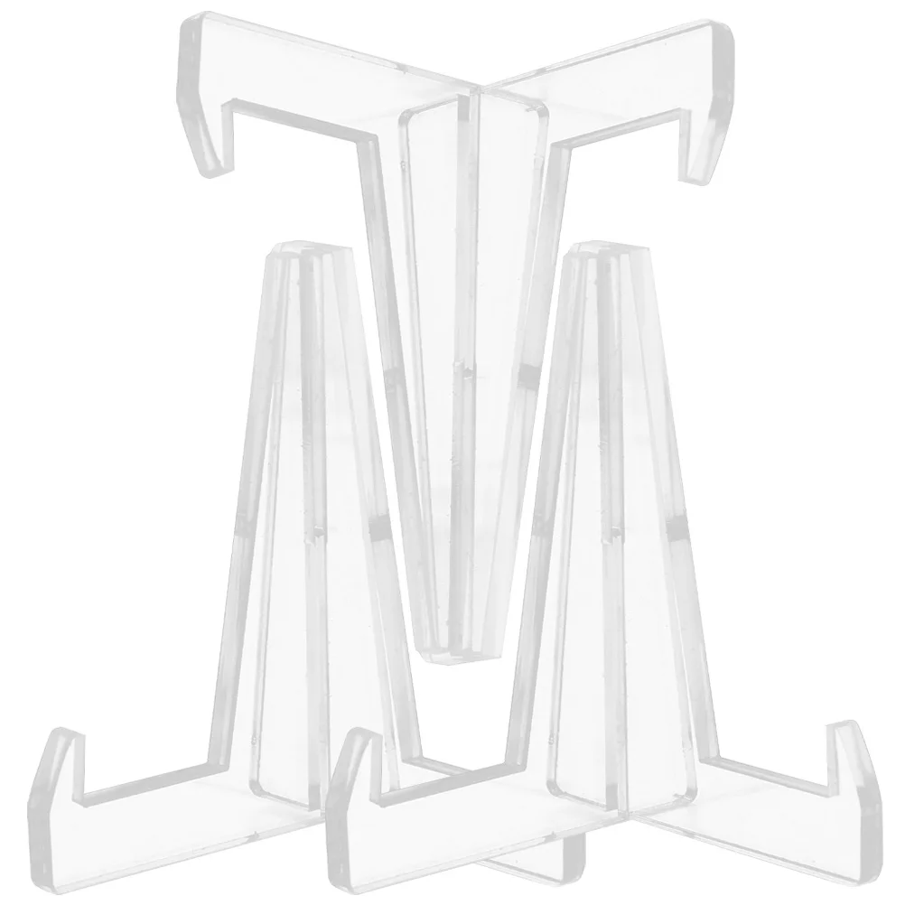 

3pcs Acrylic Plate Display Rack Transparent Kitchen Organizer Easel Stand for Tableware Decorative Show Holder Storage Solution
