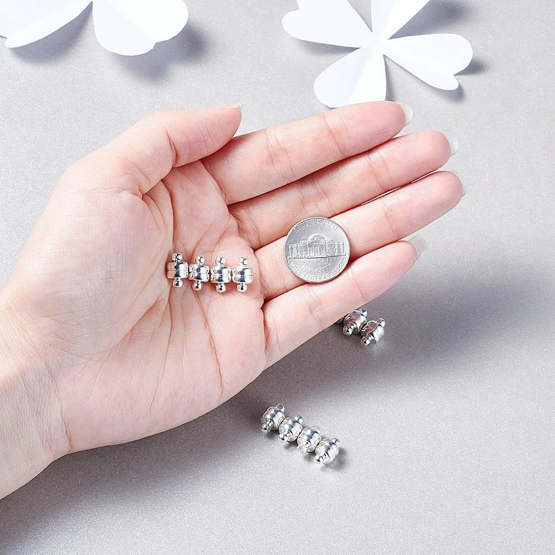 10Pcs Stainless Steel Magnetic Snap Clasps Oval Cylinder Barrel End Connector For Rope Chain Pearl DIY Jewelry Making Supplies