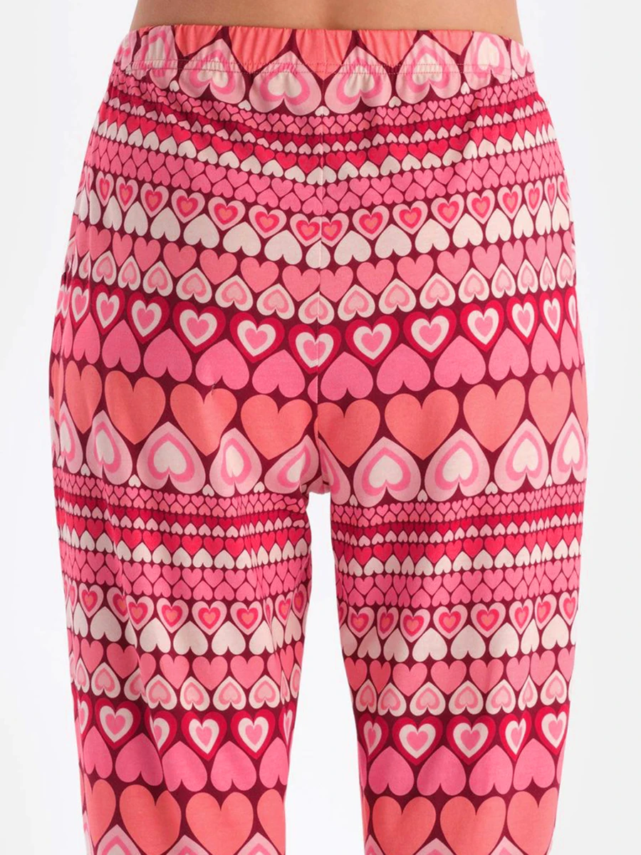 Valentine s Day Women s Heart Print Pajama Set with Long Sleeve Top and Pants - 2 Piece Lounge Outfit for Loungewear