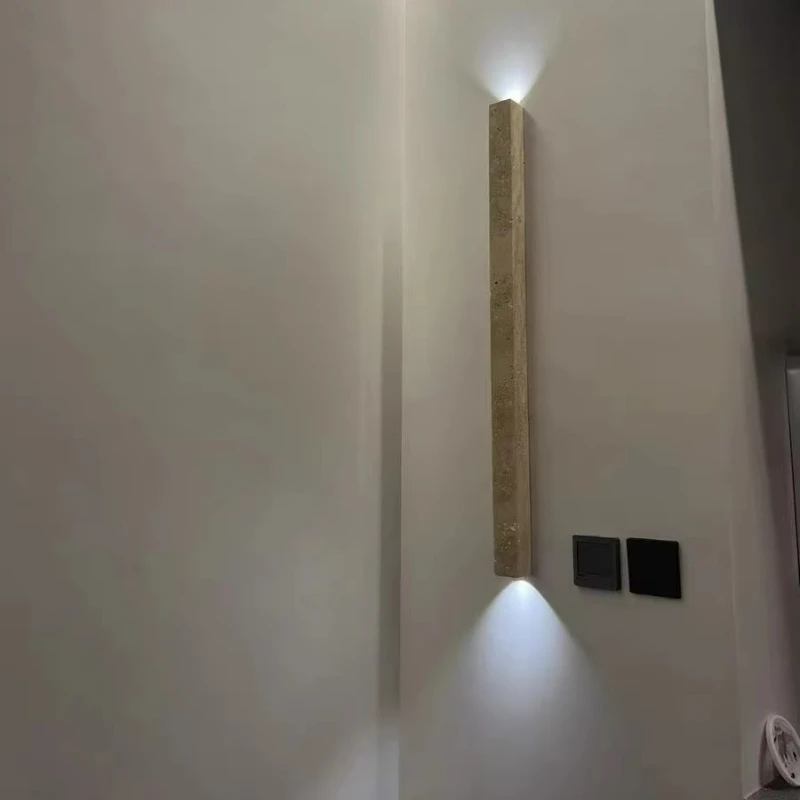 Natural Stone Wall Lamps Retro Atmosphere Long Strip Yellow Cave Stone Led Lighting Luminaires Living