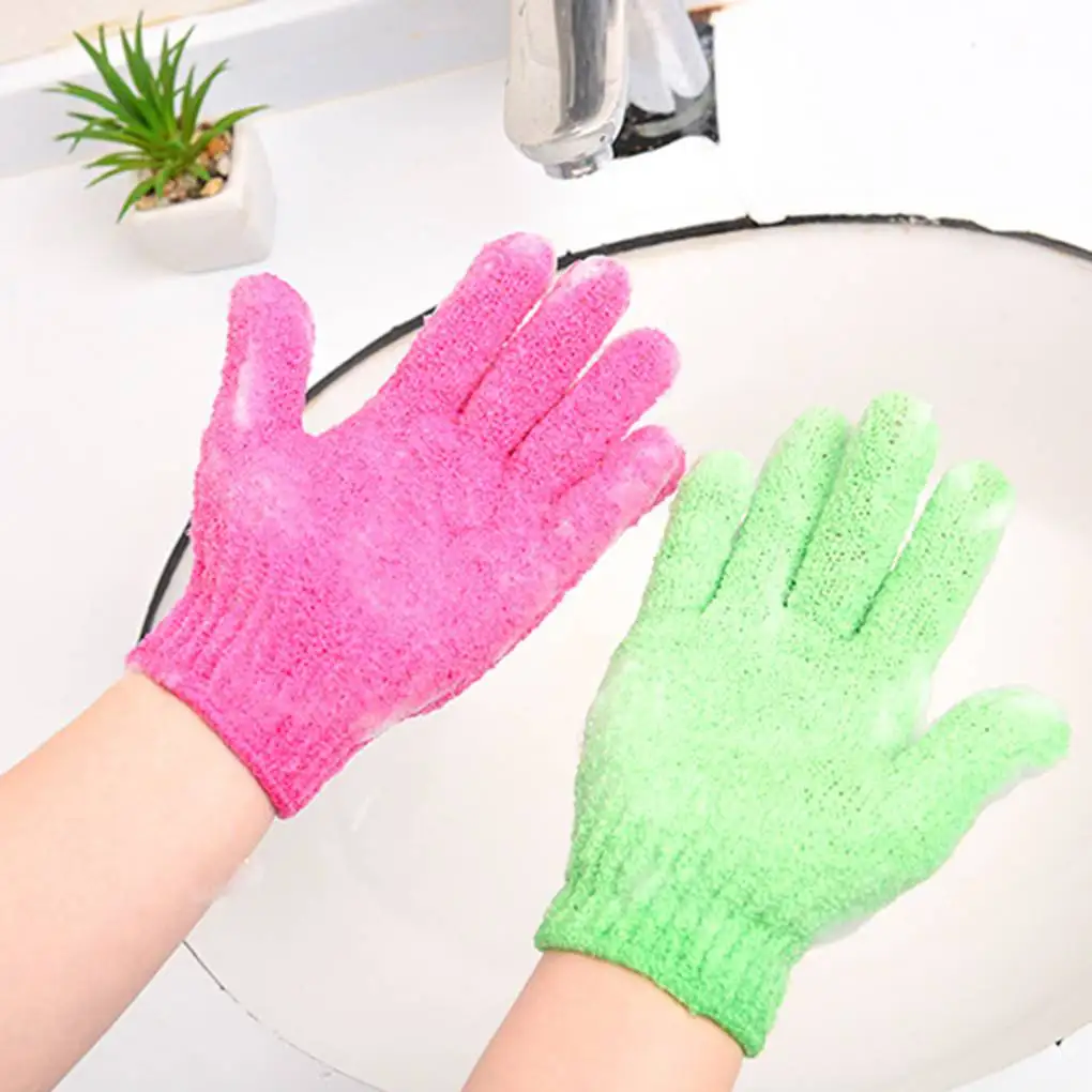 Bath Glove Bathroom Shower Manual Scrub Clean Gloves Massage Reusable Washable Unisex Scrubber Exfoliator Pink