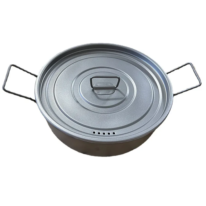 Titanium Pot with Cover, Double Handle, Tableware, Camping, Steamer, Steamer, 1.5L