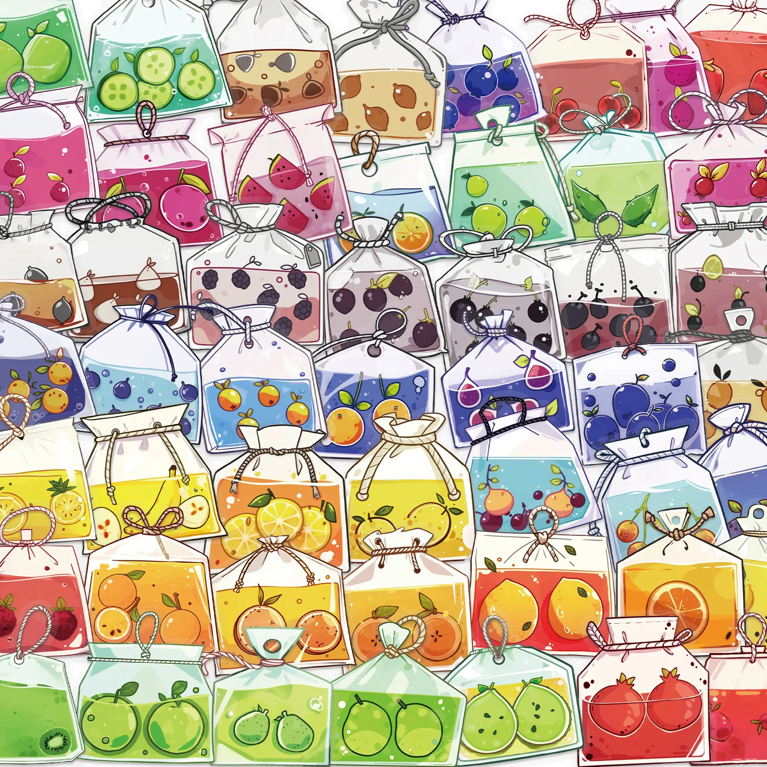 50PCS Obst Tee Getränke PET Transparente Aufkleber Graffiti Telefon Gitarre Laptop Koffer Wasserdichte Aufkleber Aufkleber