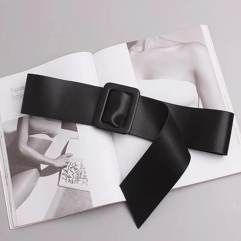 ผู้หญิงรันเวย์แฟชั่น PU หนัง Cummerbunds หญิงชุดรัดตัวเข็มขัดตกแต่งเข็มขัดกว้าง TB757