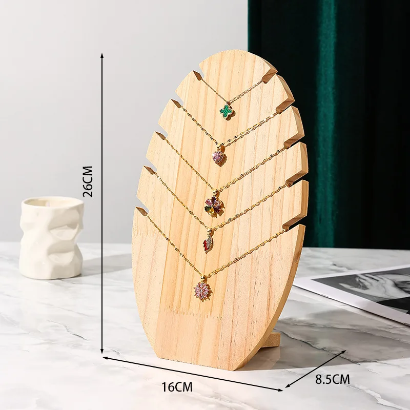 Wood Creative Flame Board Necklace Display Stand - Pendant Bracelet Jewelry Rack for Window Display - Image 6