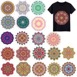 Transfer ciepła spersonalizowana odzież do jogi personalizacja Retro etniczny styl Mandala kwiat odzież T-shirt drukowanie paskiem