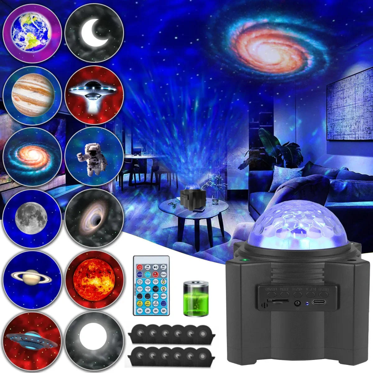 Hot Sales Starry Sky Projection Light Northern Lights Ocean Atmosphere LED Lamp Bluetooth Audio Bedroom Headboard Night Light