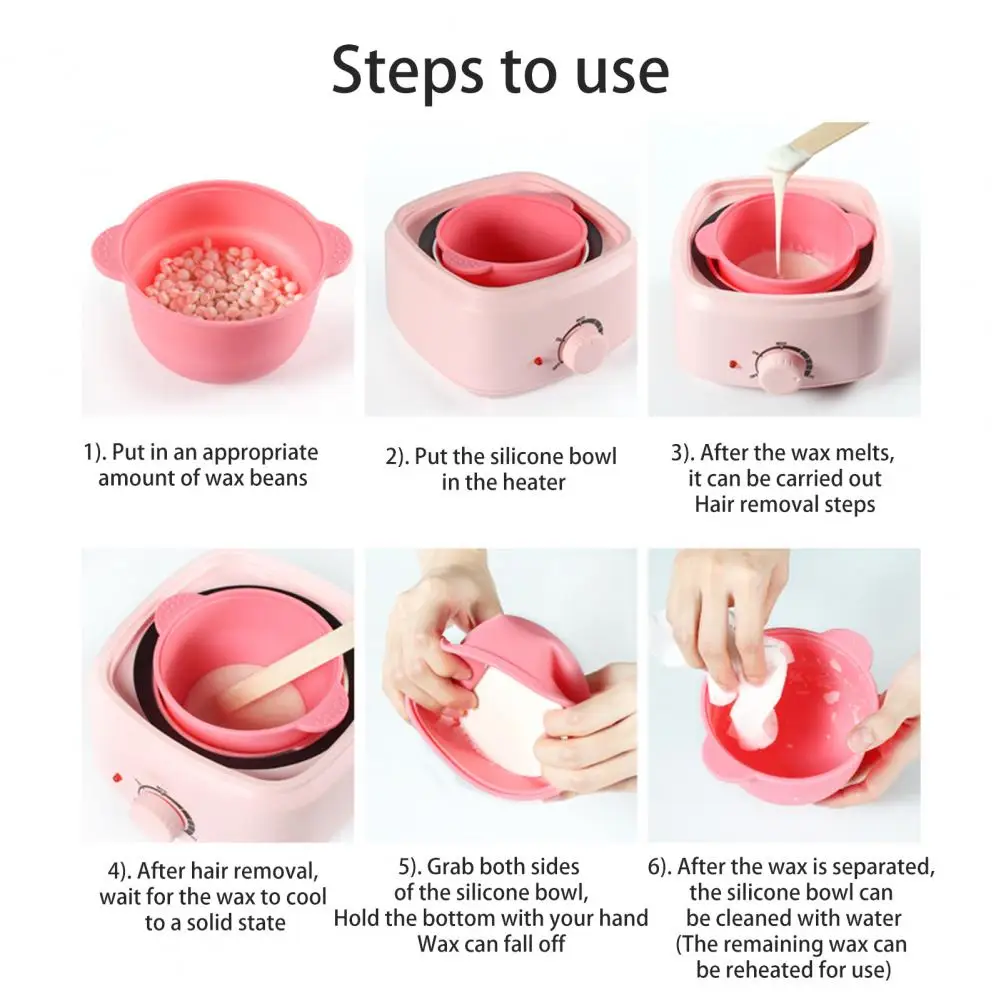 Silicone Wax Warmer Liner with Handle Non-stick Wax Pot Bowl Hair Removal Wax Melt Heater Heating Machine Container Replacement