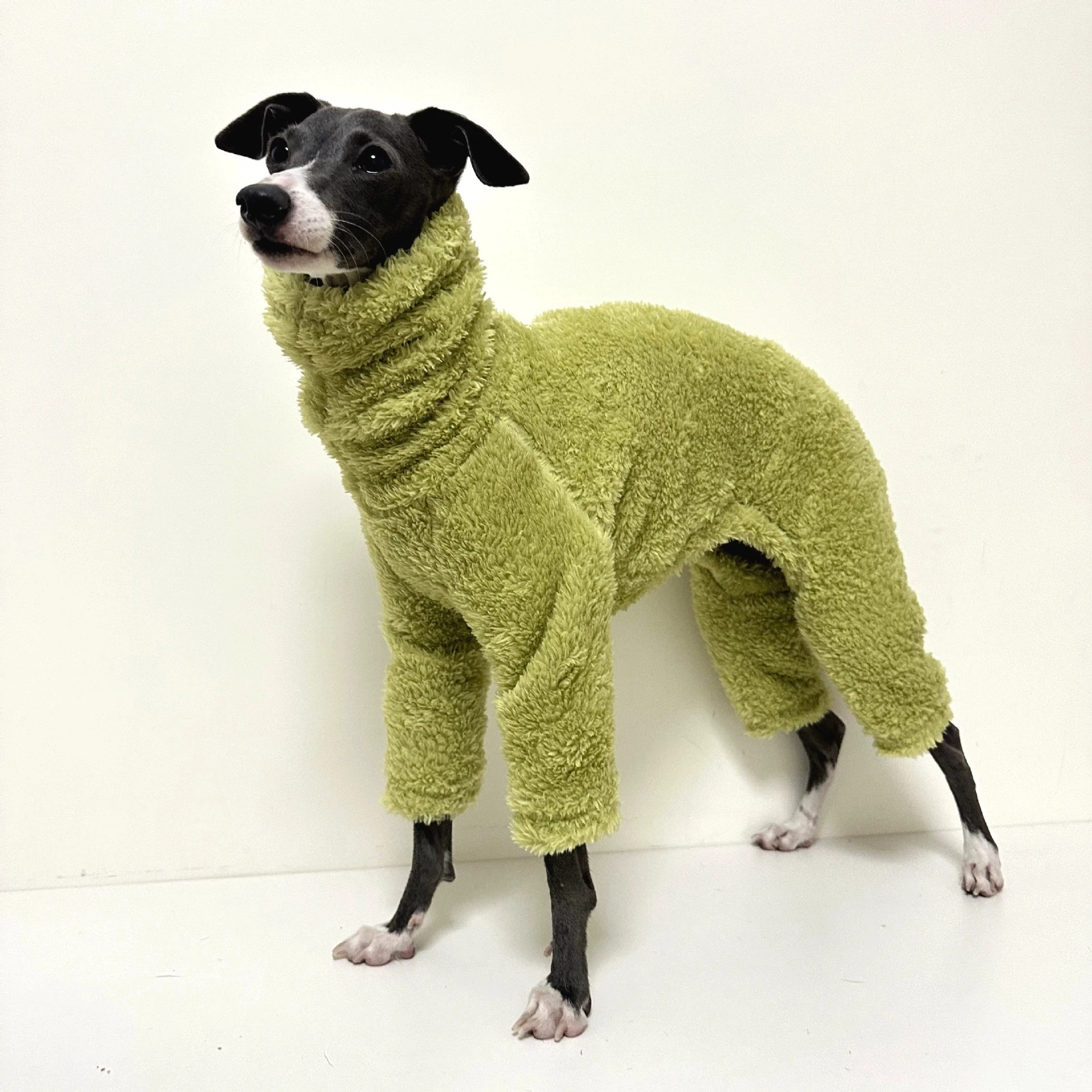 

Warm Soft Fleece Dog Winter Coat Pullover Full Body Whippet Pajamas Jumpsuit Cold Weather Pet Jacket Turtleneck Onesie Sweat