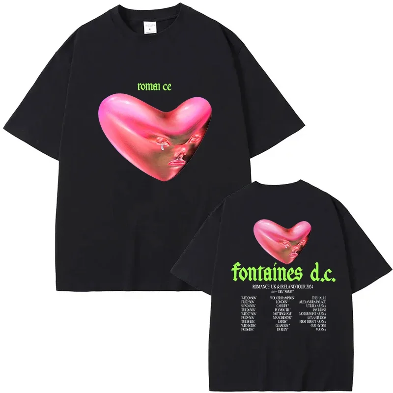 Fontaines D.C.Romance Album T Shirt Unisex Pure Cotton Merch Fans Gift O-Neck Aesthetic Short Sleeve Shirts Short Sleeve Clothes