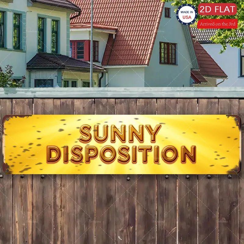 

1pc Metal Sign, 4x16inch "Sunny Disposition: Vintage Style Metal Sign for Home & Garden Decor"
