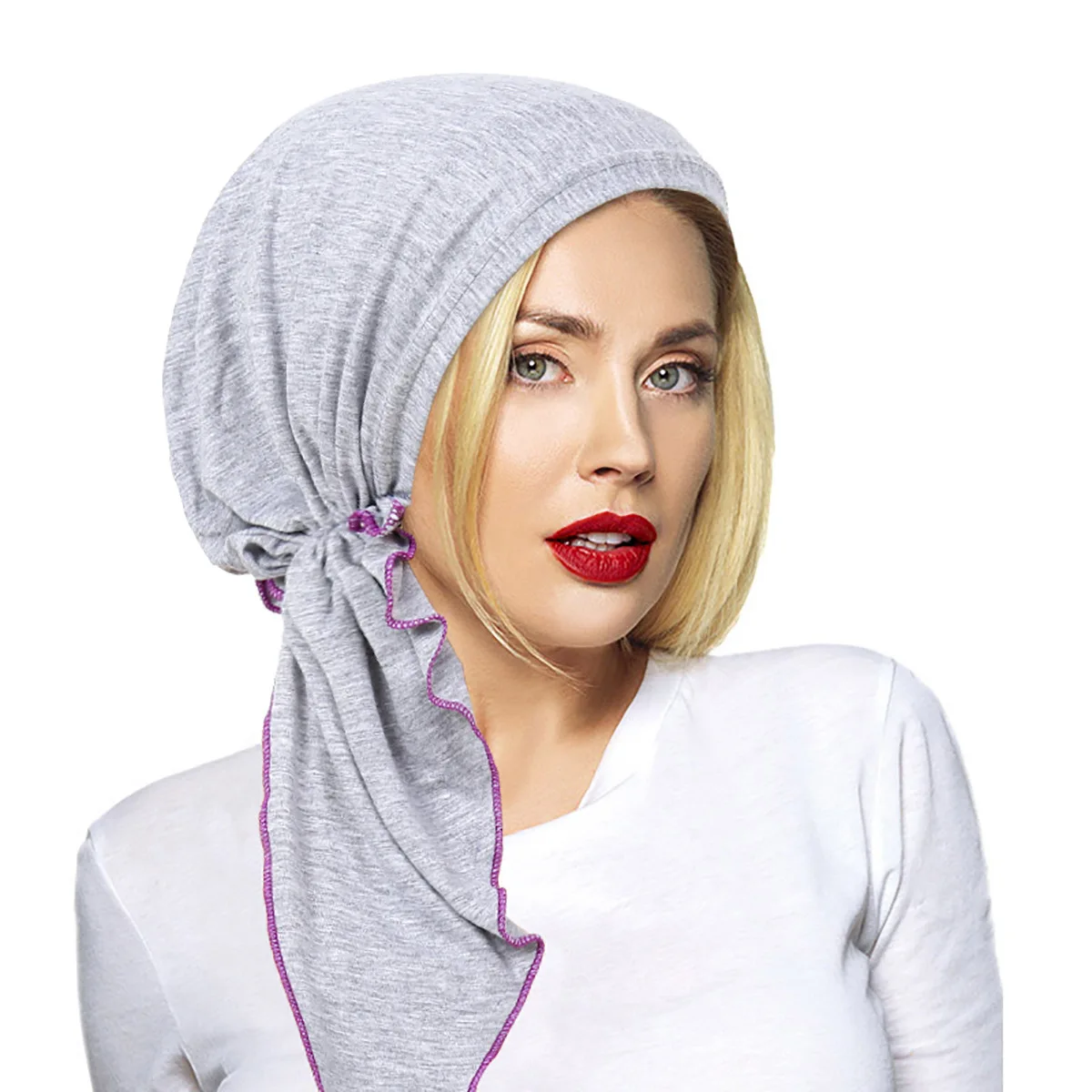 Turban Hijab Musulman Pré-Attaché pour Femme, Turban, Bandana de Sauna, Bonnet, Bonnet, Perte de Cheveux, Écharpe Ronde