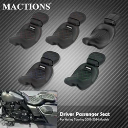 Motorcycle Two Up Driver Passenger Seat Front Rear Leather Seat For Harley Touring CVO Road King Street Electra Glide 2009-2023