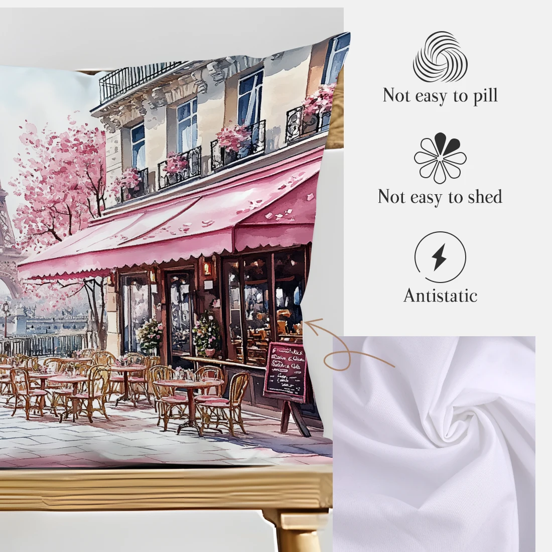 1pcs Landmark Buldings  Paris Pillowcase Square Bedroom Cushion Covers Zipper Living Soft Home Comfortable Decor 45x45cm