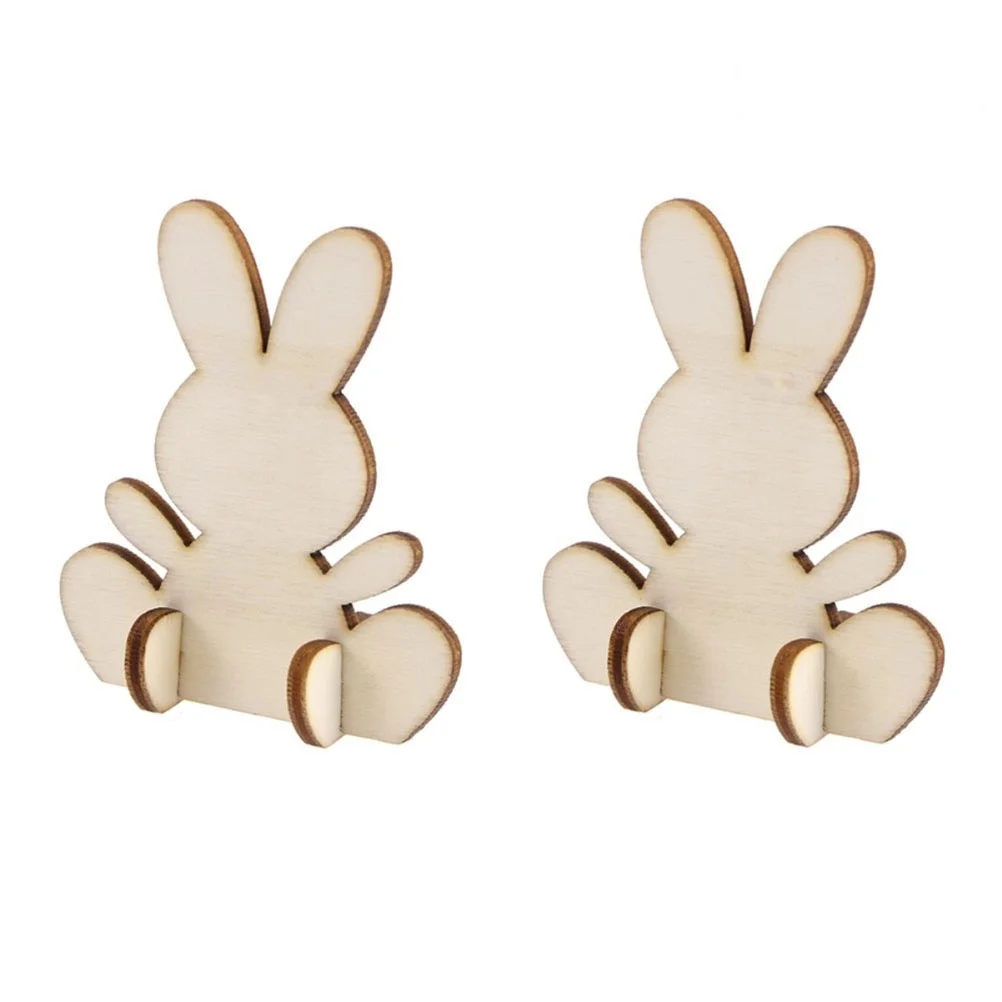 

5 Pcs Easter Bunny Ornaments Wood Craft Decorations Rabbit Wooden Three-dimensional