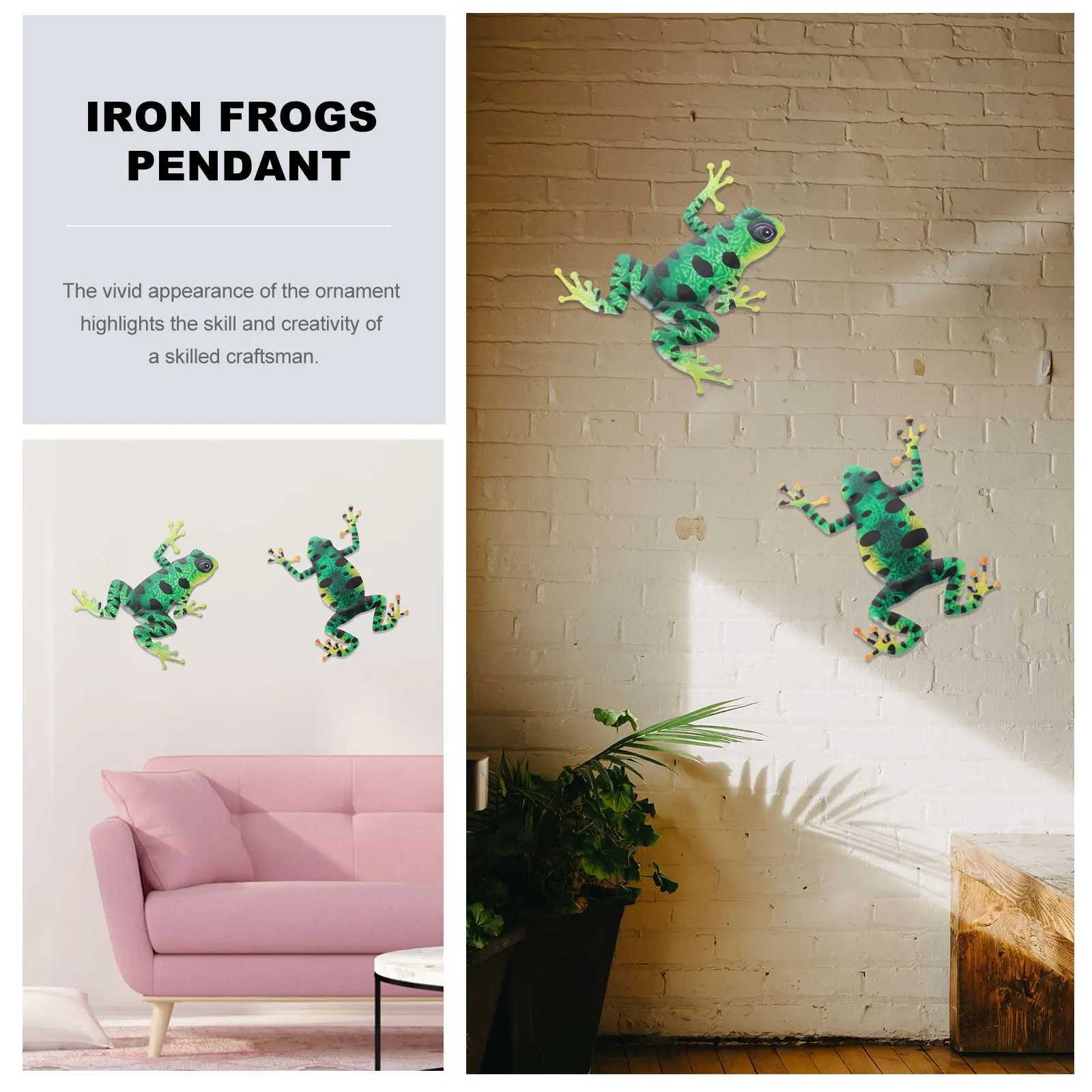 

2 Pcs Wall-mounted Frog Decoration Frogs Decorative Hanging Ornament Artwork Iron Metal Living Room Office