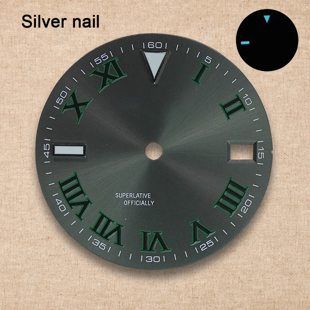 New 28.5mm S Logo Dial NH35 Roman dial Suitable for NH35/NH36/4R/7S Japan Movement Ice Blue Luminous Watch Modification Accessor image 4
