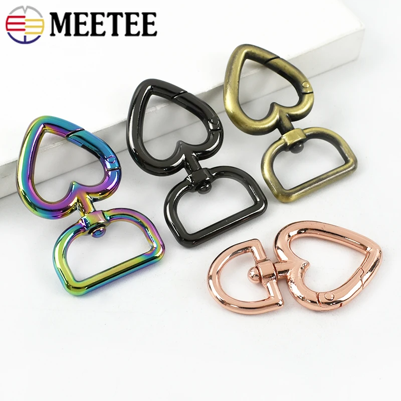 

10/20Pcs Meetee 13/20mm Heart Ring Metal Lobster Buckle Swivel Snap Hook for Bag Strap Dog Collar Connect Clasp Belt Carabiner