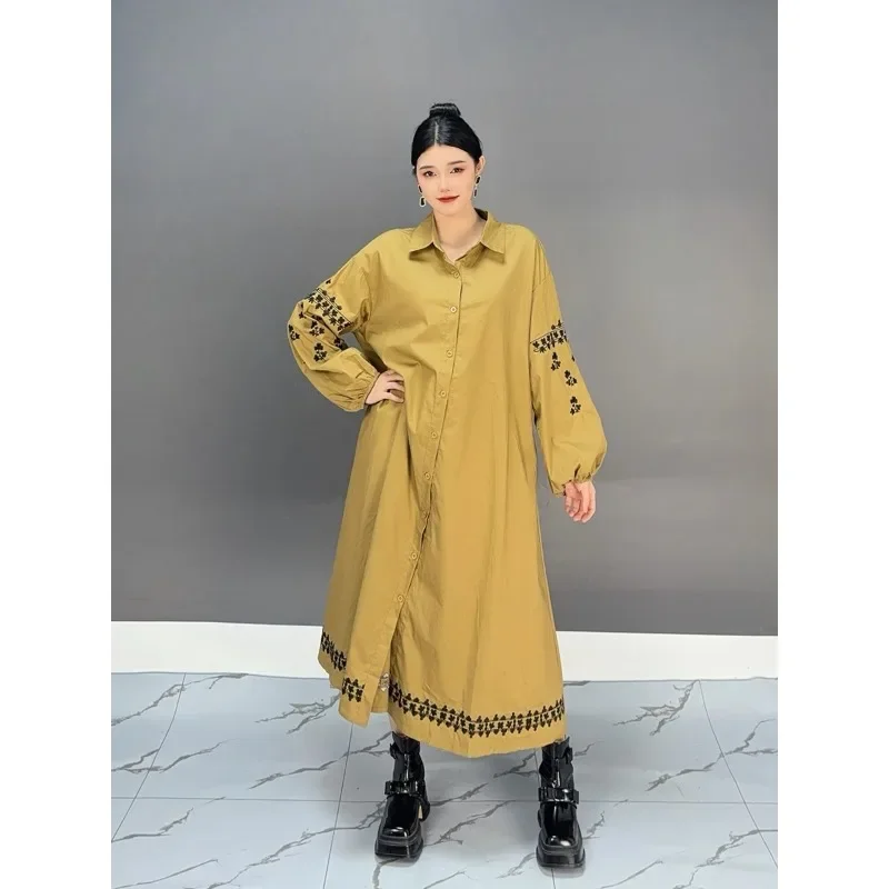 

SuperAen Literary Fashion Oversize 2024 Autumn New Loose Casual Simple Sweet Long Sleeve Print Patchwork A-line Long Dress