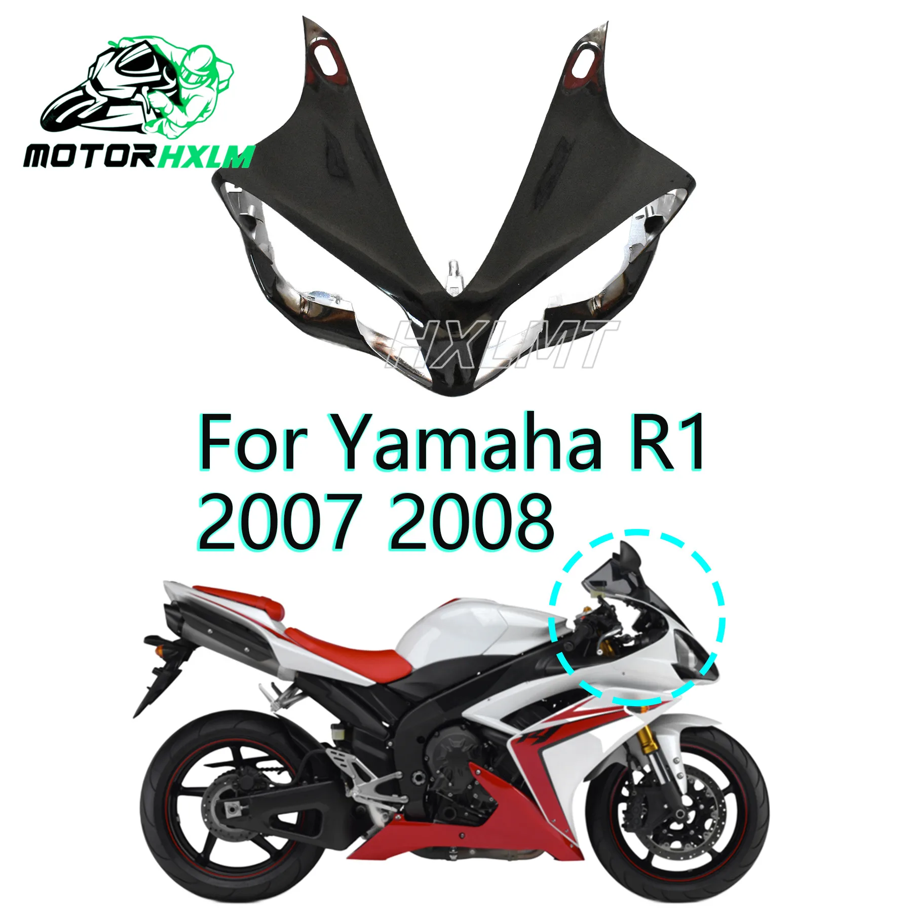 

Front Fairing Upper Nose Cover Headlight Head Cowl Panel Motorcycle Face Mask For R1 2007 2008 Front Fairing Kit