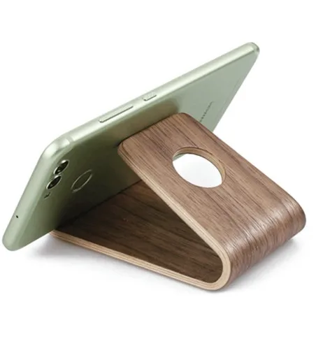 Soporte multifuncional para teléfono de madera maciza, estante de exhibición de tarjetas de visita para mostrador, decoración de escritorio para el hogar y la oficina, color nogal negro