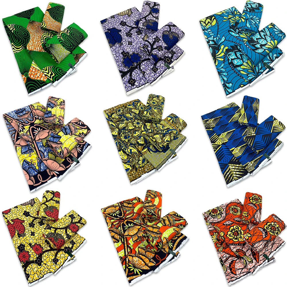 

2023 African 100% Cotton Real Wax Fabric Ankara Fabric 6yard African Print Fabric For Sewing Wedding Dress African Fabric