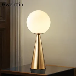 Glass Ball Table Lamps for Bedroom Living Room Bedside Light Led Desk Lighting Fixtures Nordic Modern Home Decor Gold Luminaria