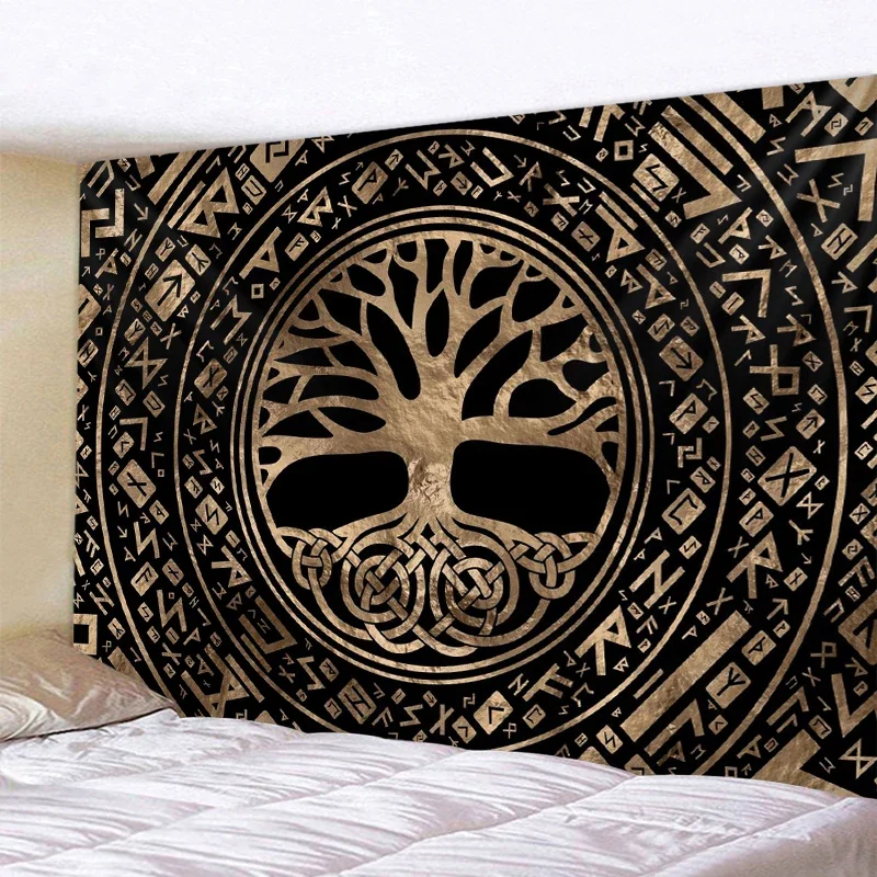 Mysterious symbol home decoration tapestry Mandala psychedelic scene wall tapestry Bohemian decorative bed sheet sofa blanket