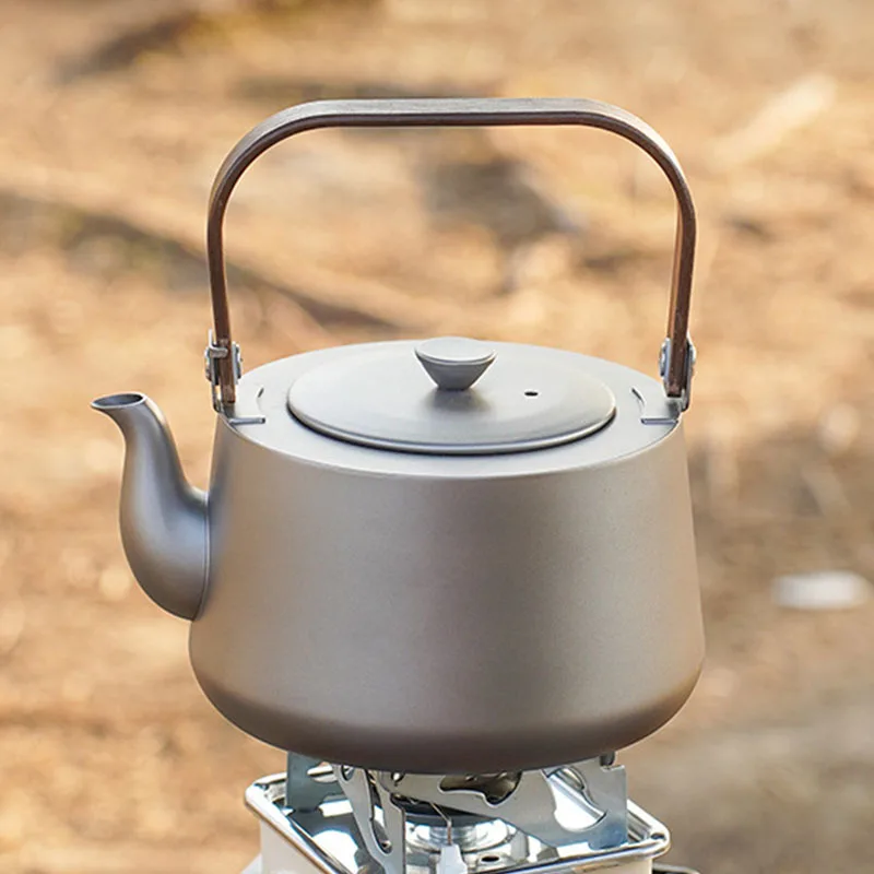 900ml Pure Titanium Teapot/Kettle with Tea Strainer,Anti-scorching Handle,Antibacterial,Lightweight Cooking Utensil For Camping