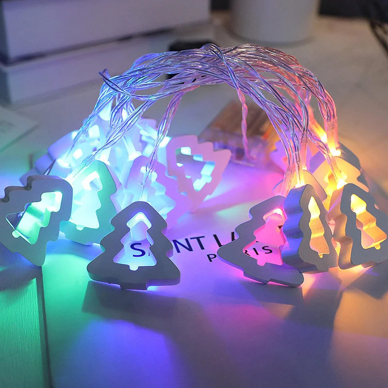 Christmas Wood House LED Light Xmas Tree Decorative Light String Wall Hanging Decoration Christmas Atmosphere Decor