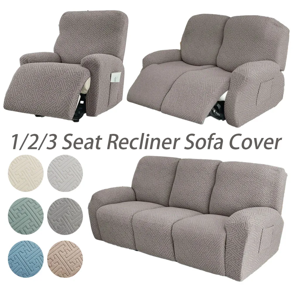 1/2/3Seat Stretch Recliner Sofa Cover Jacquard Removable Armchair Slipcover Single Recliner Couch Cover Homedecor fundas de sofá