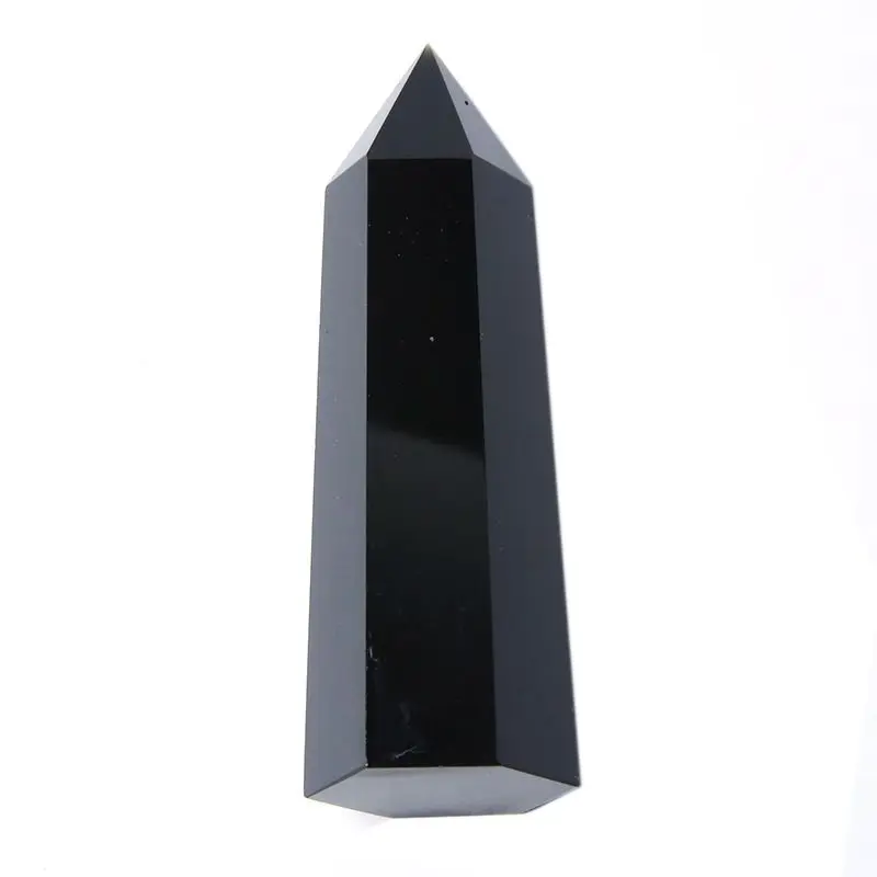 

1PC Natural obsidian obelisk point quartz crystal wand healing 550-600g