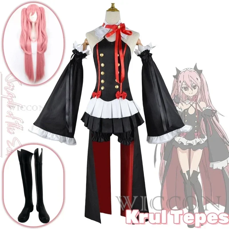 Krul Tepes Anime Seraph of the End Cosplay Costume Clothes Wig Shoes Uniform Cosplay Vampire Queen Halloween Party Woman Set