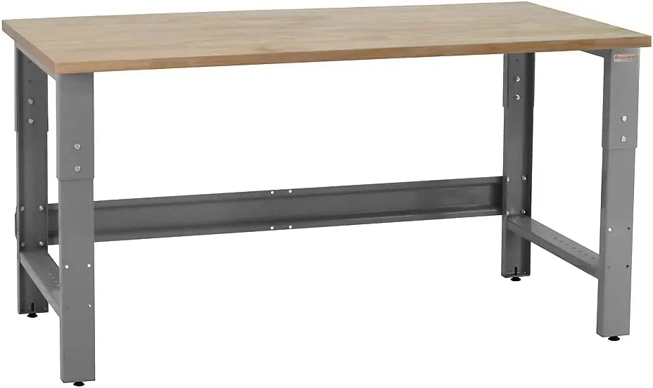 

Table & Workbench: 1" Thick Solid Oiled Wood Butcher Block Top, Height Adjustable - 24" D x 48" L x 30" - 36" H - by