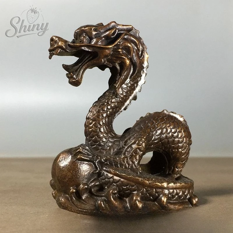 

2.2" Antique Chinese Bronze Feng Shui Dragon Beast Statue Sculpture Living Room Decoration