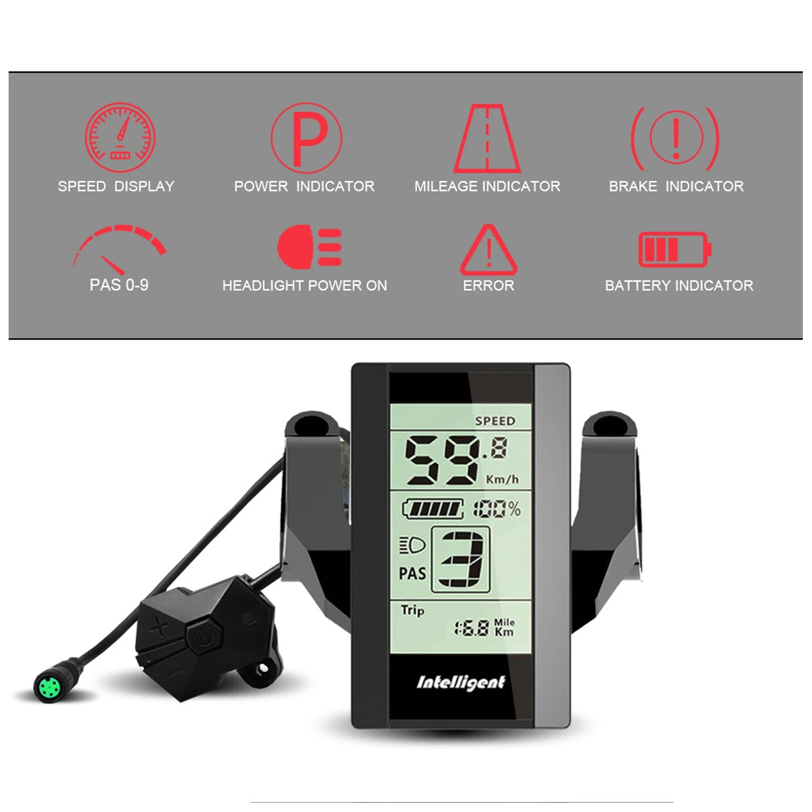 

ZK30 24V 36V 48V 52V 800S LCD Display Controller for Electric Bike Modification