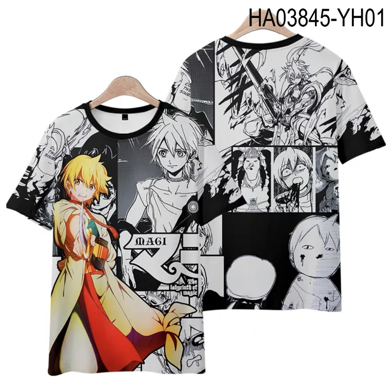 O Reino da Magia T-shirt de impressão 3D, gola redonda, manga curta, popular, anime japonês, streetwear, moda verão, plus size