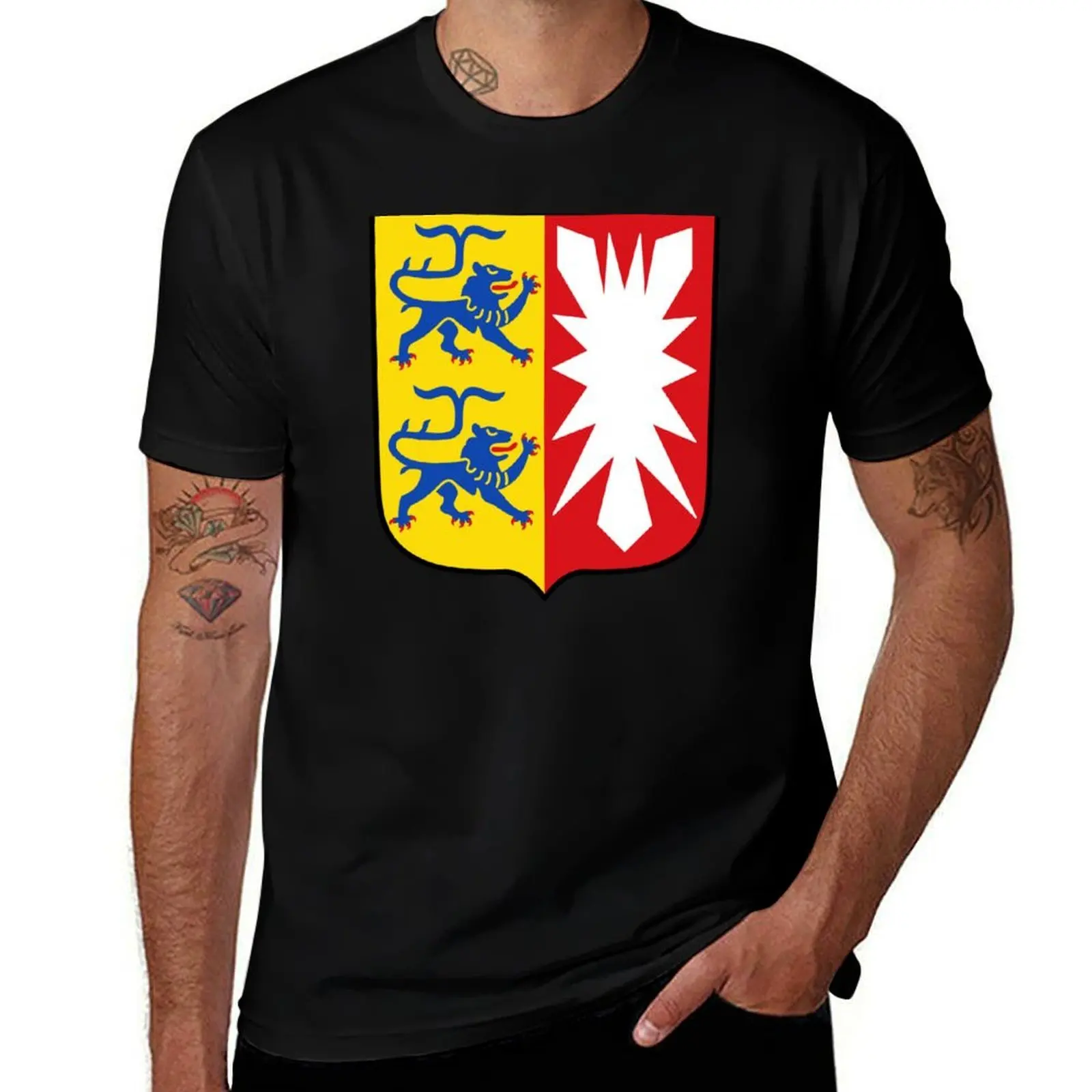 

Schleswig-Holstein wappen coat of arms T-Shirt cotton t shirt man cotton t shirts high quality T-Shirt