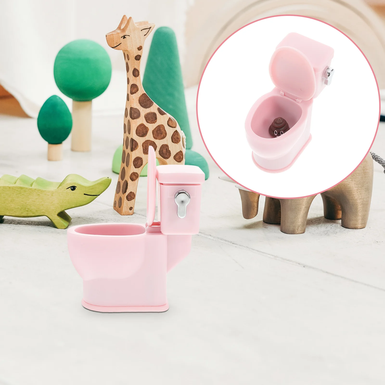 

Miniature Toilet Bathroom Dollhouse Ceramic Toilet Decor Rechargeable Sound Effects Mini Toy Realistic Simulated Model