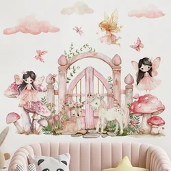 Cartoon Elf Princess Mushroom House Wall Sticker For Kids Room Children Bedroom Computer Decoration Wall decals Poster Mural